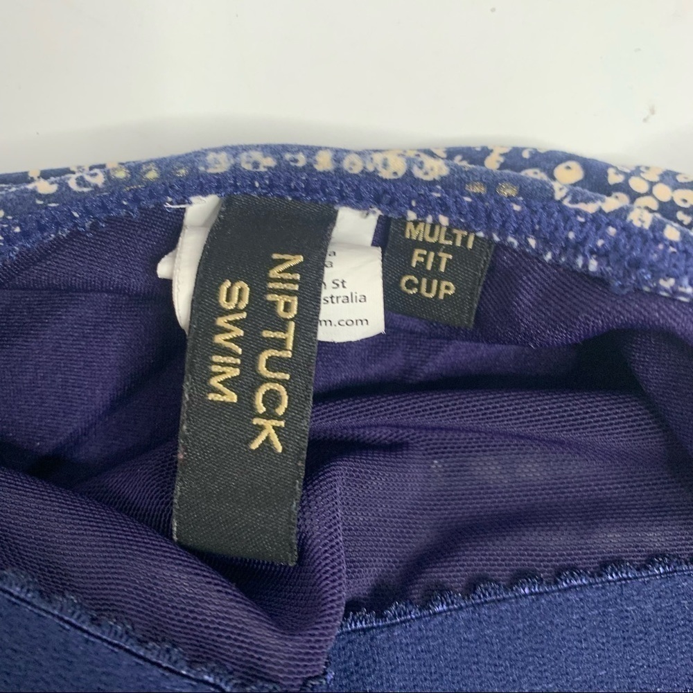 Niptuck Swim Navy Nautical Foil Joanne Twist Front Tummy Control Swimsuit - Picture 14 of 16